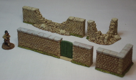 wargame buildings G3 unpainted stone walls for wargaming scenery scale  15mm 